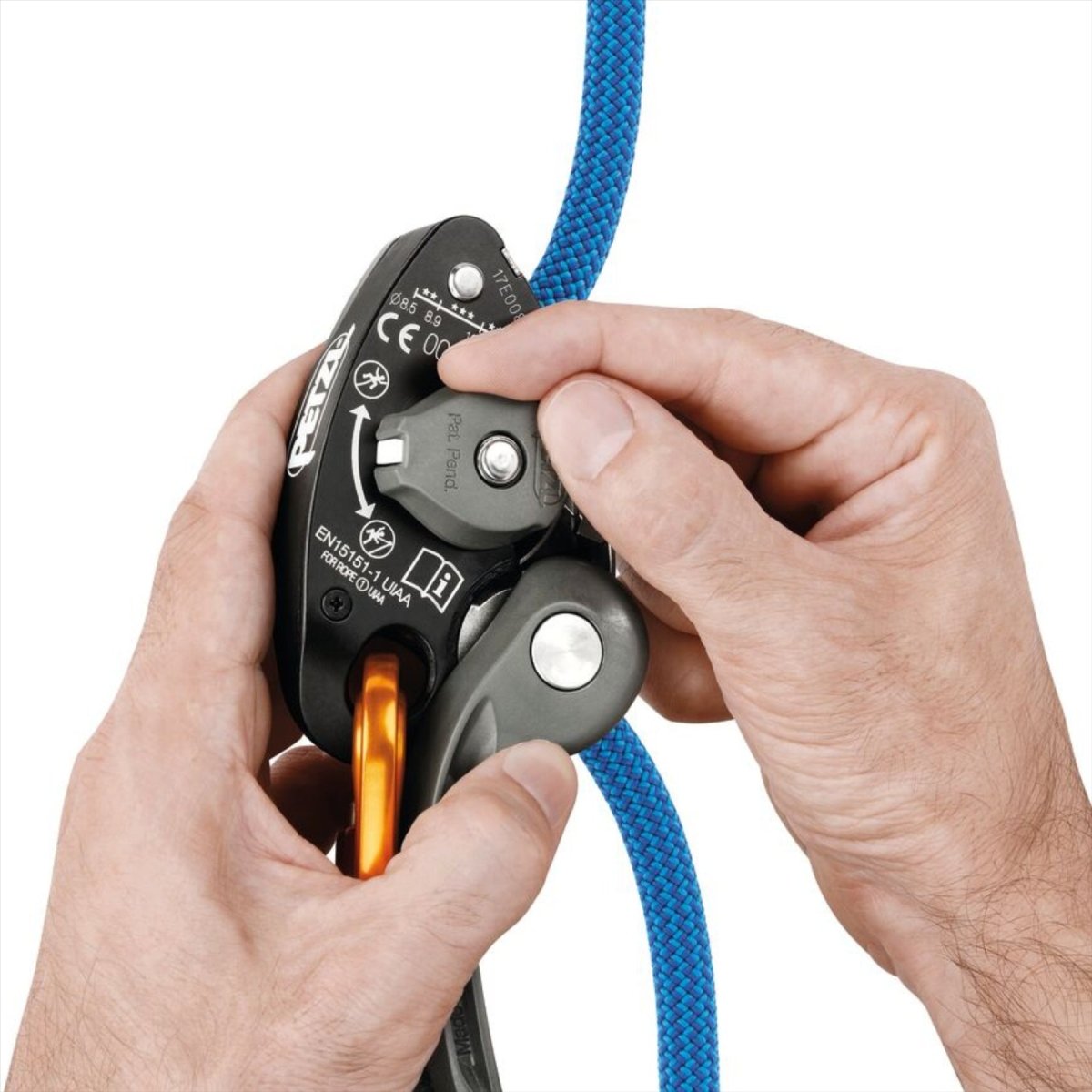 PETZL GRIGRI® + Sicherungsgerät, unterstütztes Bremsen, 8,5–11 mm Seile, Klettern, Lila
