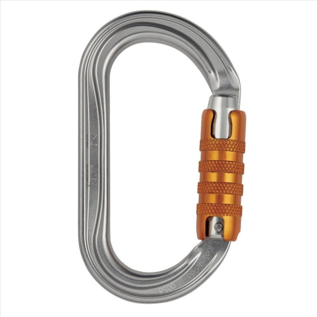 Petzl OK Triact Lock-Karabiner, oval, leicht, Aluminium, Seilzugang, Orange