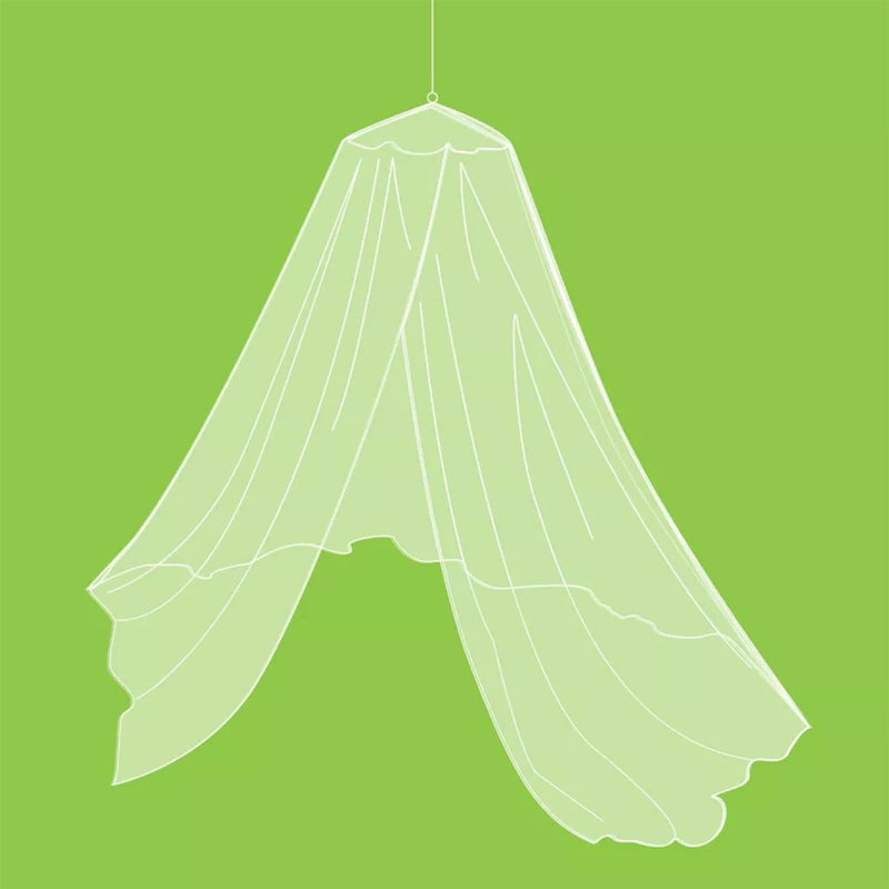 White mosquito net on a green background
