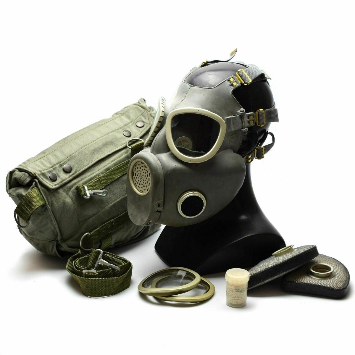 Polnische Militär-Gasmaske MP-4 Original Atemschutzmaske Chemisch Grau Oliv OD NEU