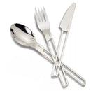 Lightweight stainless steel camping cutlery set with knife, fork, and spoon for hiking and outdoor use
