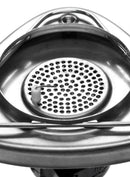 Close-up of the stainless steel burner head with push-button igniter on the Primus Lite Stove System.