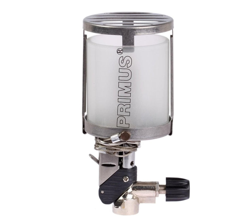 Primus Micron portable hiking lantern with piezo ignition and adjustable brightness for camping and backpacking.