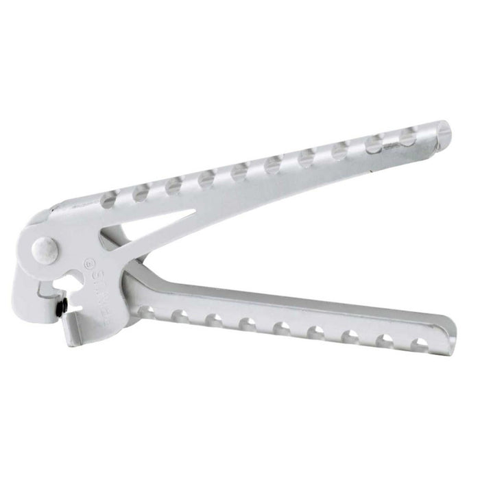 Leichter Primus-Topfgreifer aus grauem Aluminium mit Klappgriff für sicheren Halt beim Kochen im Freien.