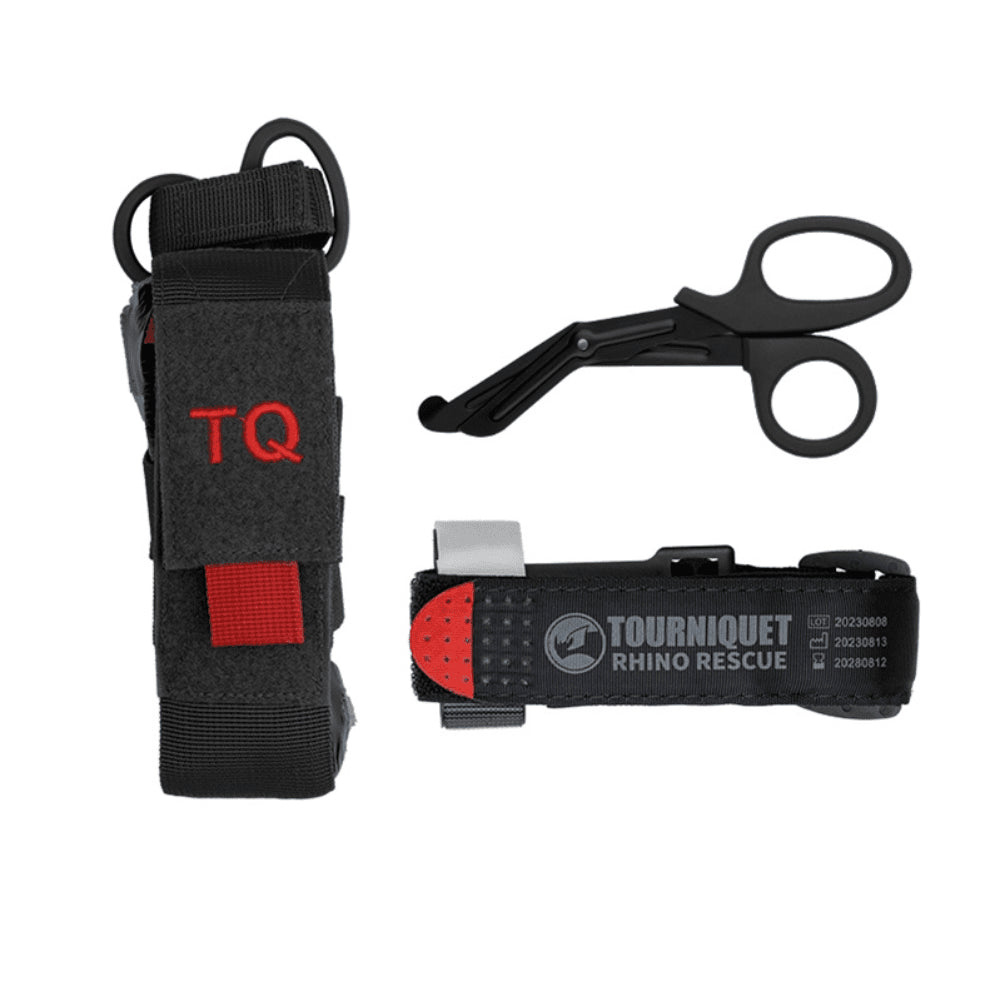 Rhino Rescue Tourniquet-Set, Beutel, Schere, Notfall-Erste-Hilfe-Set, Schwarz