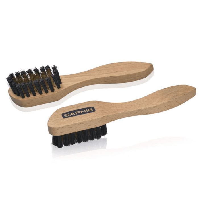 Saphir Brass Brush Suede Nubuck Cleaning Brush Brass 16cm Bristles Beech Wood - GoMilitar
