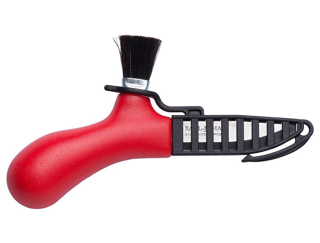 Schwedisches Messer MORA Pilzsammler Edelstahl echte Rosshaarbürste Rot