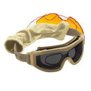 Swiss Eye F-TAC tactical goggles with interchangeable lenses and adjustable headband in tan frame color.