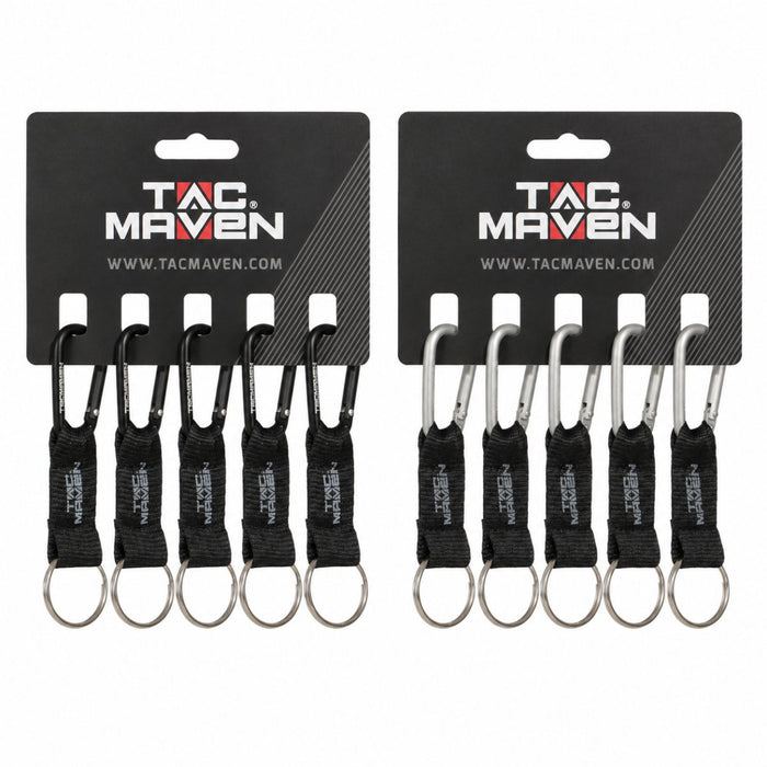 TAC MAVEN Tactical 5mm Aluminum Carabiner Clips 5 Pack Outdoor Camping Keychain - GoMilitar