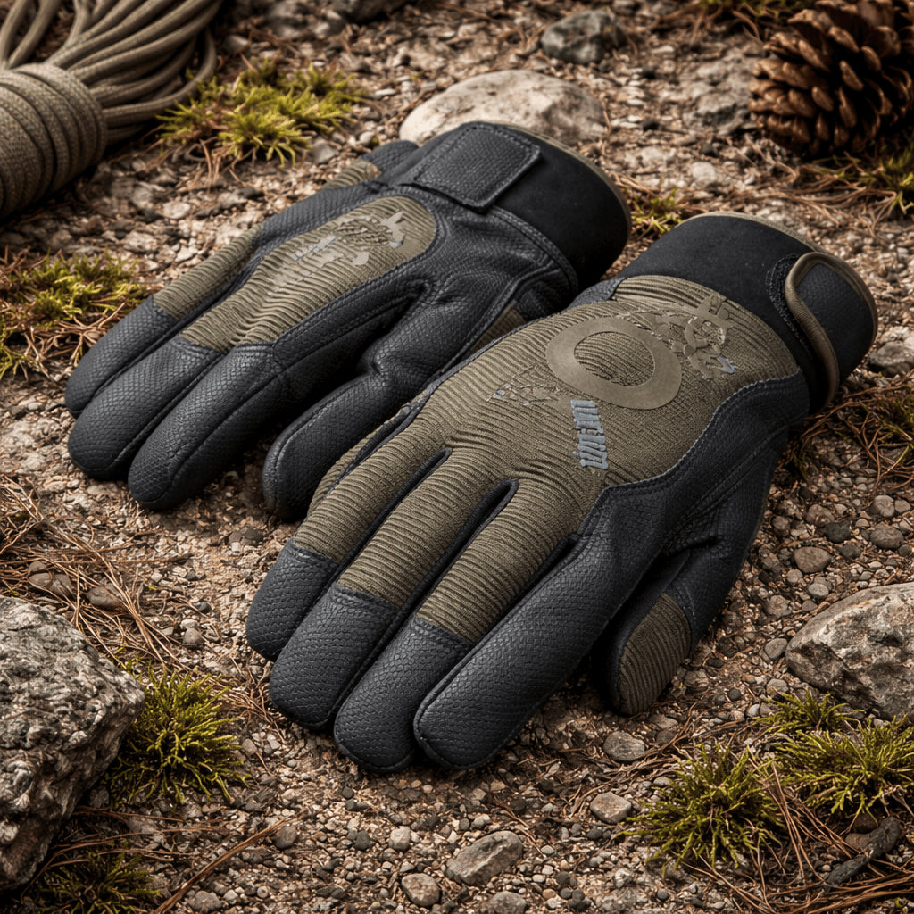 TAMREX ProGrip Thermo Winterhandschuhe HexaGrip Lederhandfläche isoliert Oliv
