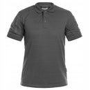 TEXAR Elite Pro tactical short sleeve polo shirt in dark gray, designed for military and outdoor use.